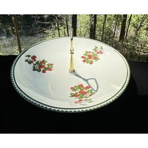 Vintage McCoy Strawberry Country 917 Ceramic Large Cake Plate 11" -A52